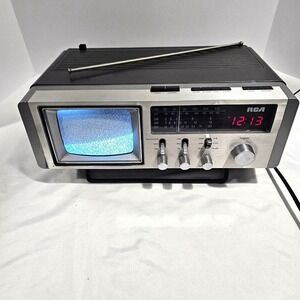 RCA Vintage 1980s Alarm Clock Radio With Built-In TV Weather Band And Telescopic